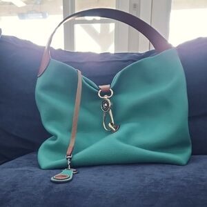 Green Hobo Bag with Slouchy Shape and Gold Hardware Dooney & Bourke